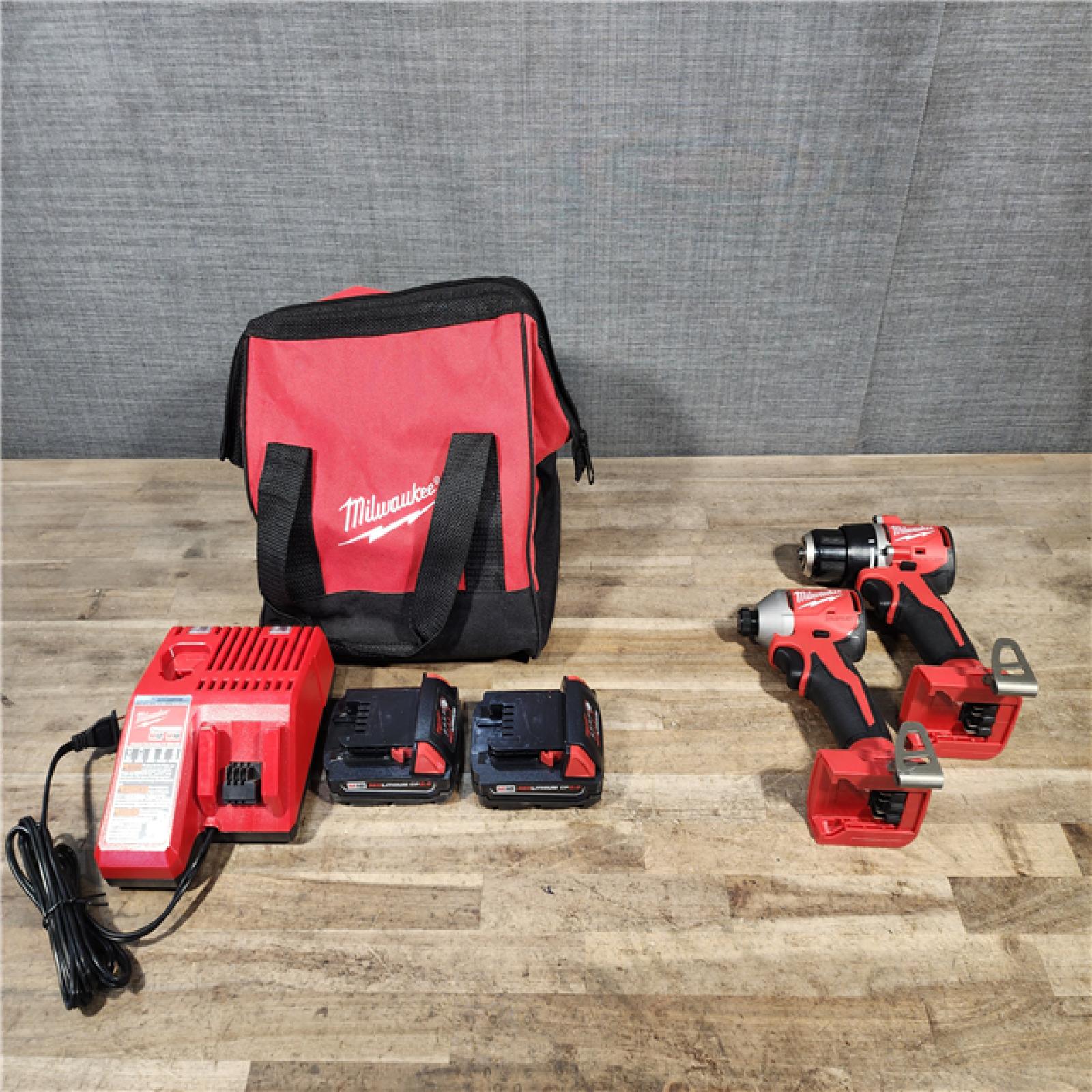 HOUSTON LOCATION - AS-IS Milwaukee M18 18V Lithium-Ion Brushless Cordless Compact Drill/Impact Combo Kit