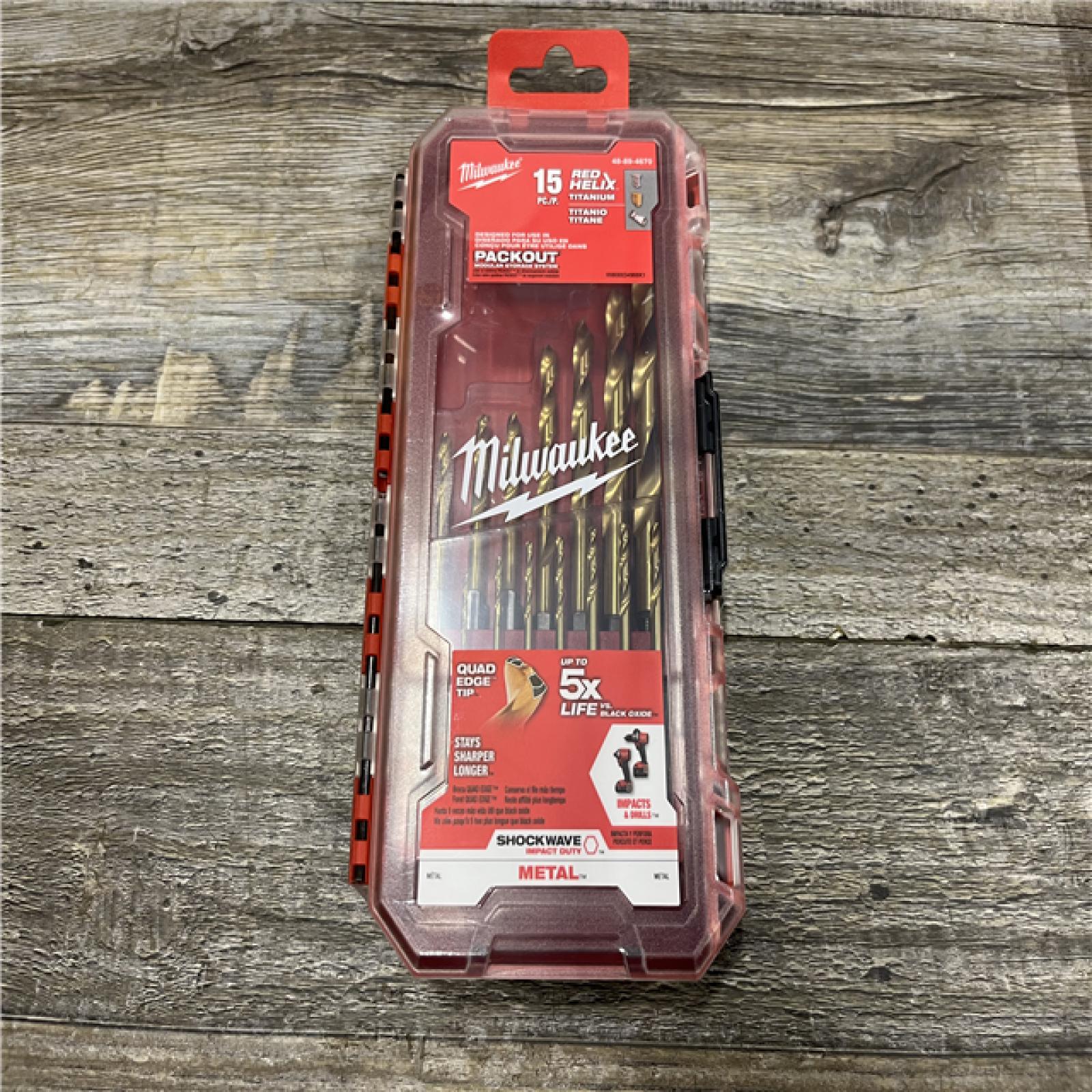 NEW - Milwaukee SHOCKWAVE (15-Piece) Impact Duty Titanium Drill Bit Set - (LOT OF 10)