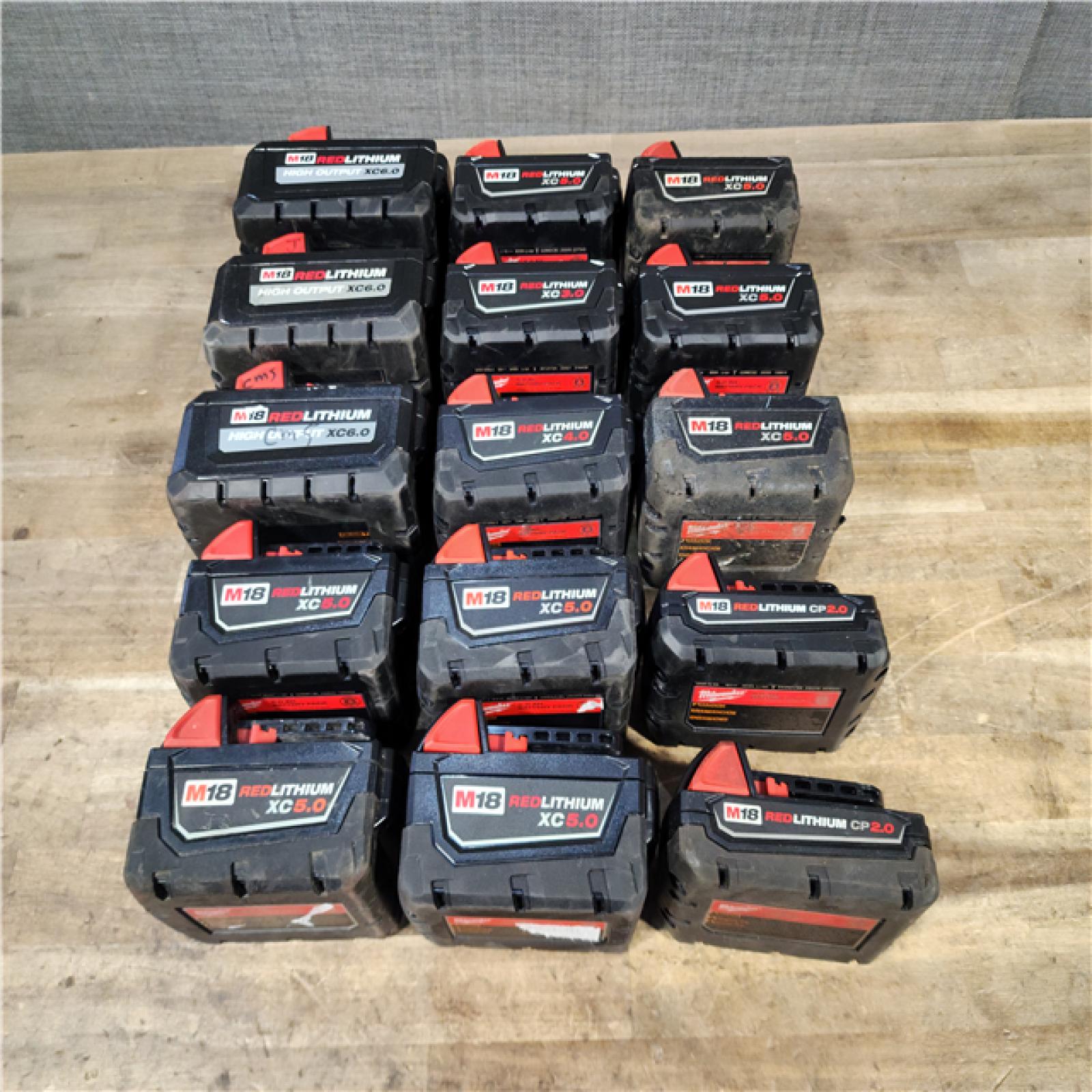 HOUSTON LOCATION - AS-IS MILWAUKEE BATTERY PACK QTY - 15