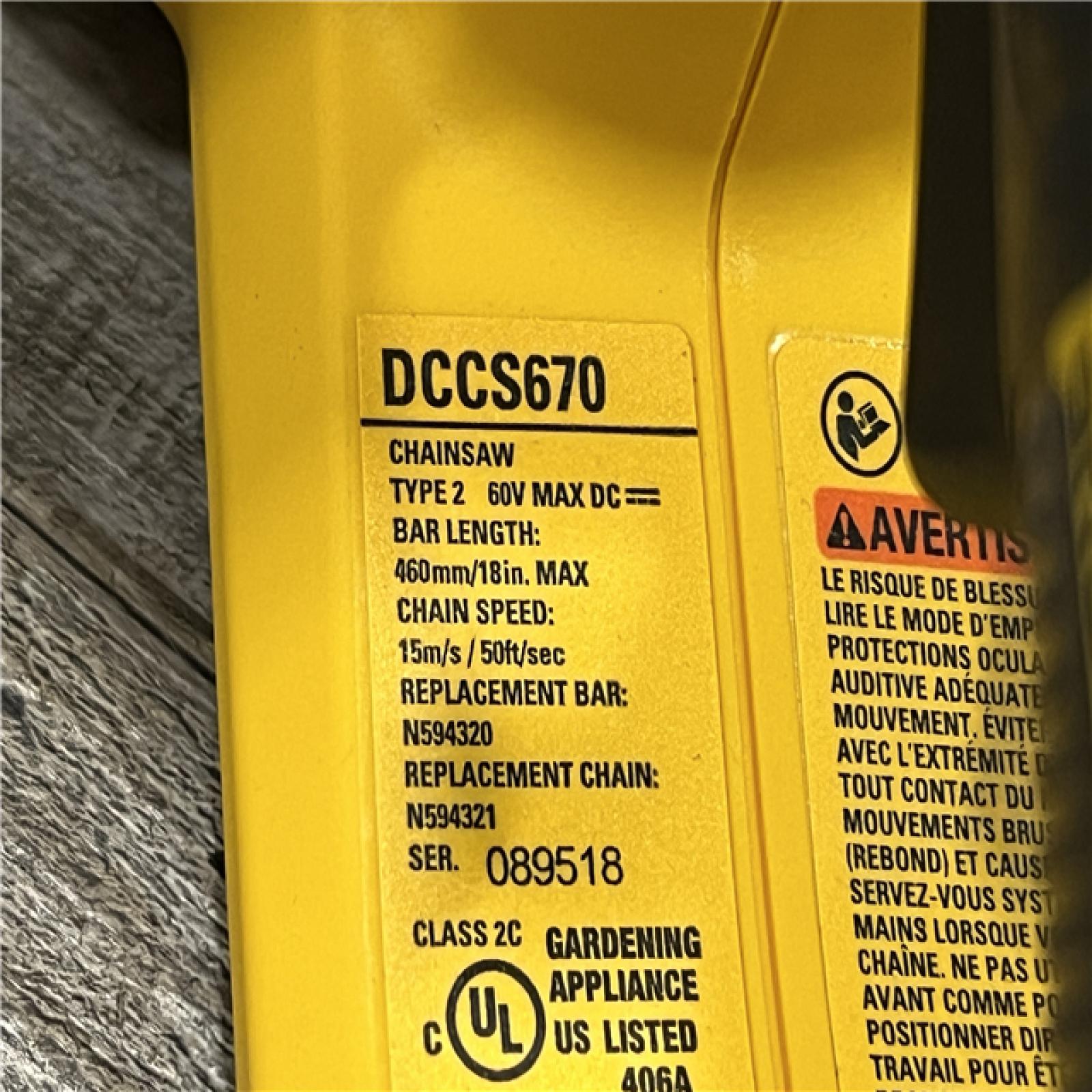 AS-IS DEWALT FLEXVOLT 60V MAX 16in. Brushless Cordless Chainsaw (Tool Only)