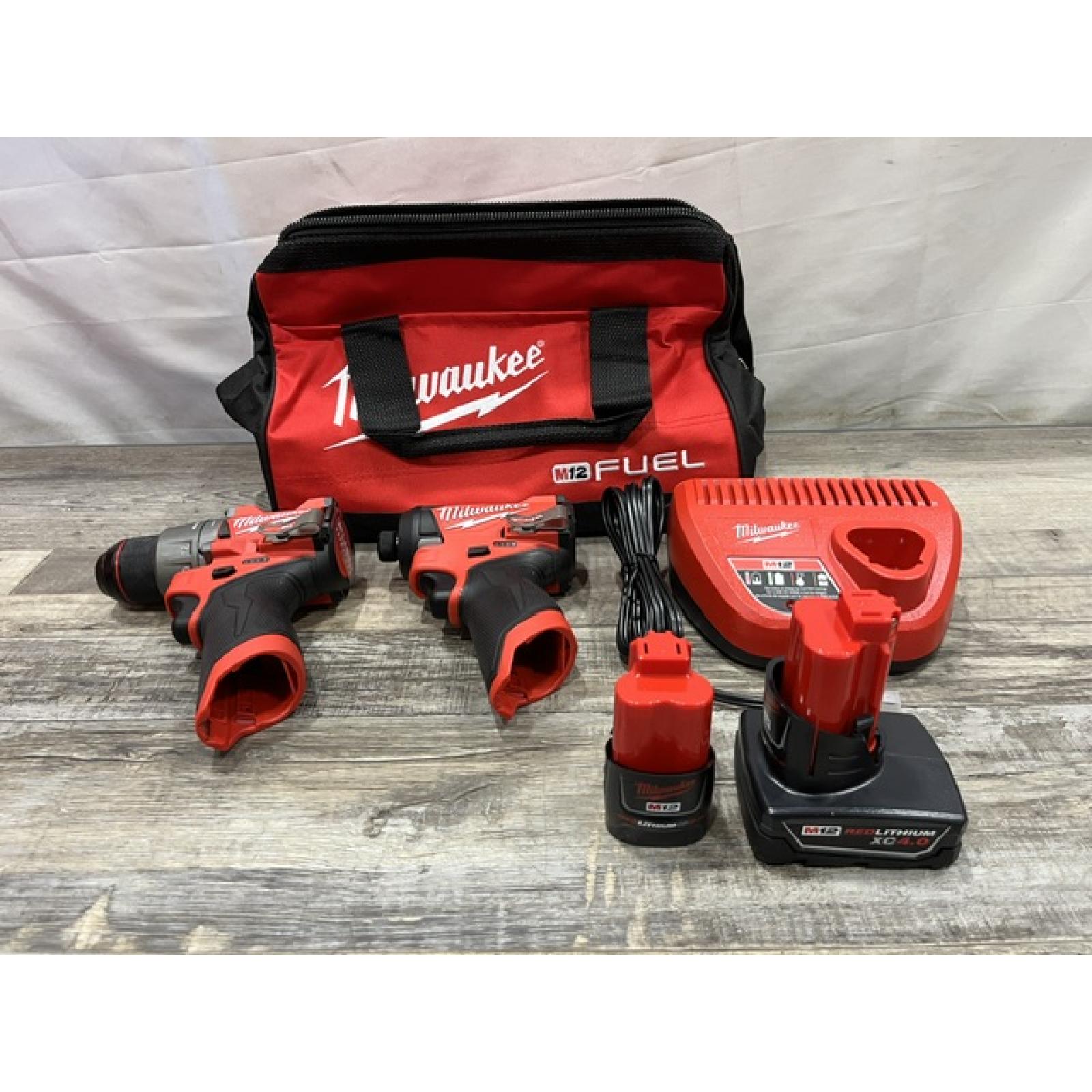 AS-IS Milwaukee FUEL 12-Volt Lithium-Ion Brushless Cordless Hammer Drill and Impact Driver Combo Kit