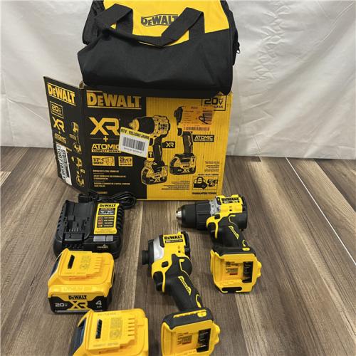 AS-IS DEWALT 20V MAX XR Hammer Drill and ATOMIC Impact Driver 2 Tool Cordless Combo Kit with (2) 4.0Ah Batteries, Charger, and Bag