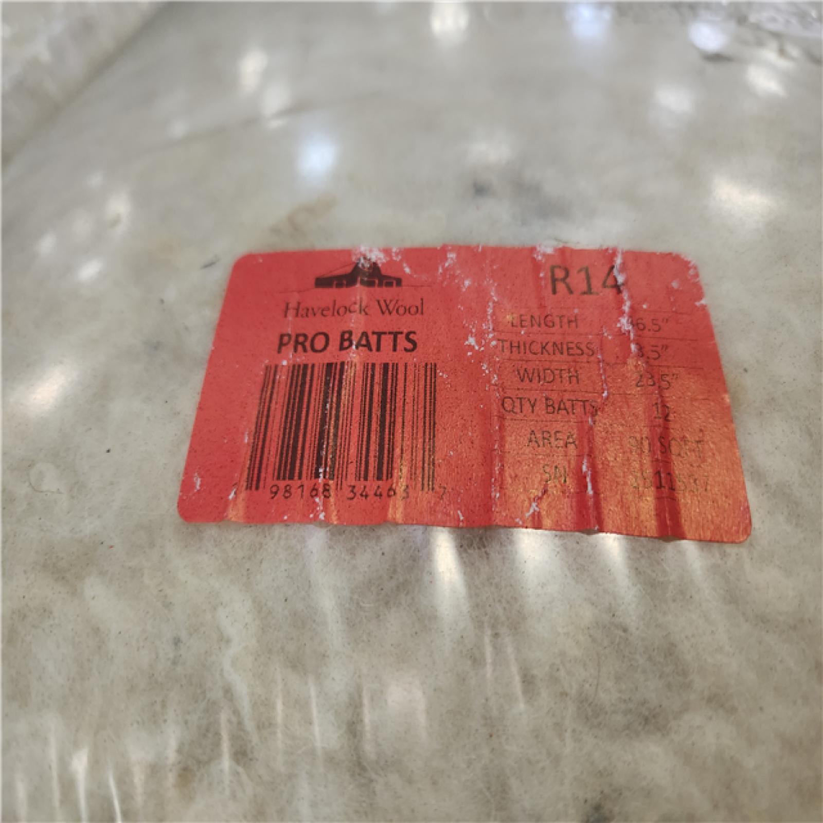 Phoenix NEW Havelock Wool R-14 Unfaced Wool Insulation Batt L:46.5 T:3.5 W:23.5 (1080 SF/ 12 Bags) Pallet