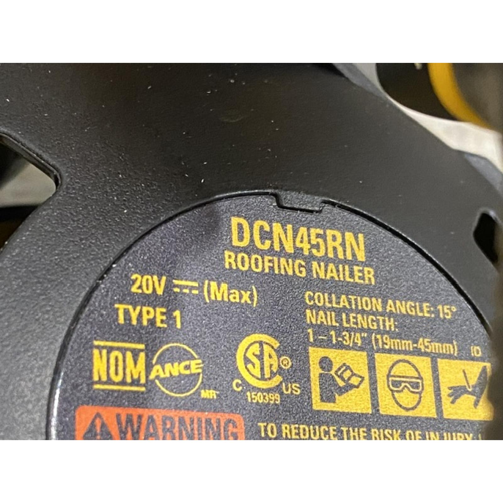 AS-IS DEWALT 20V MAX Lithium-Ion 15-Degree Electric Cordless Roofing Nailer Kit