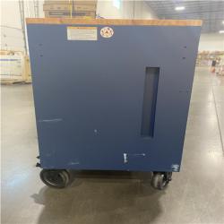 DALLAS LOCATION - Husky 72 in. W x 24 in. D Heavy Duty 18-Drawer Adjustable Height Mobile Workbench with Solid Wood Top in Matte Blue