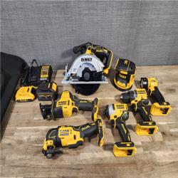 HOUSTON LOCATION - AS-IS (APPEARS LIKE NEW) DEWALT 20-Volt MAX Lithium-Ion Cordless 7 Tool Combo Kit with 2.0 Ah Battery, 5.0 Ah Battery and Charger