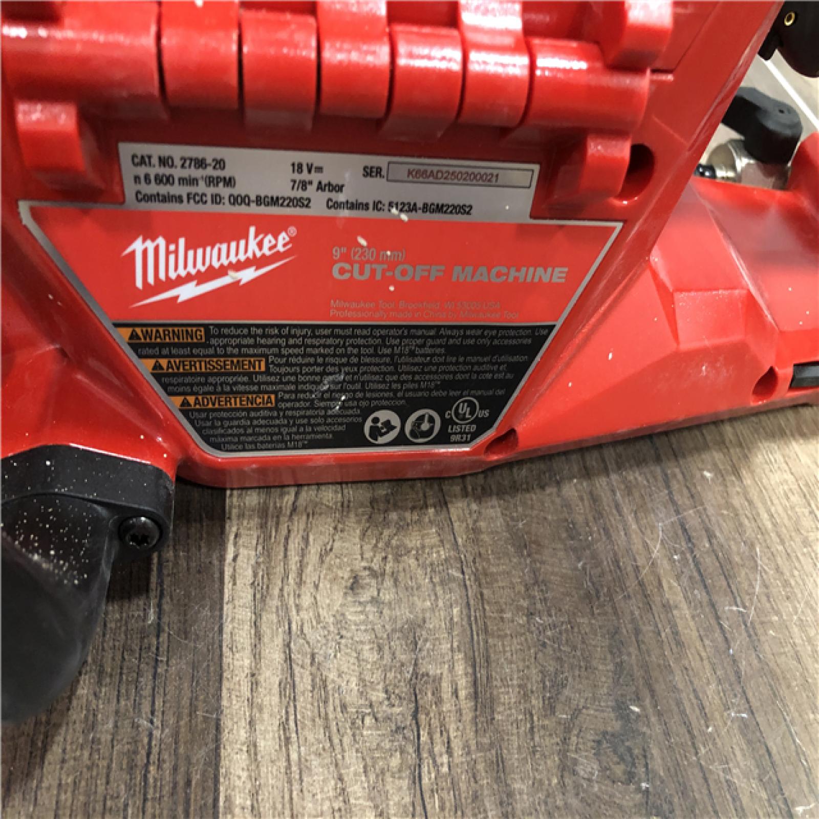 AS-IS Milwaukee  FUEL ONE-KEY 18V Lithium-Ion Brushless Cordless 9 in. Cut Off Saw (Tool-Only)