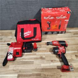 HOUSTON LOCATION - AS-IS Milwaukee FUEL 18V Cordless Mid Torque 1/2 in. Impact Wrench w/ M12 FUEL 3/8 in. Ratchet & Battery/Charger Combo Kit