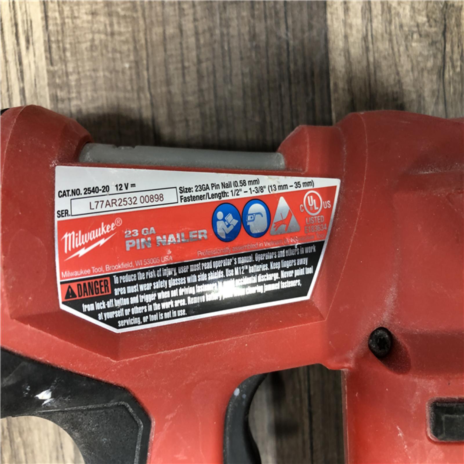 AS-IS Milwaukee 12-Volt 23-Gauge Lithium-Ion Cordless Pin Nailer (Tool-Only)