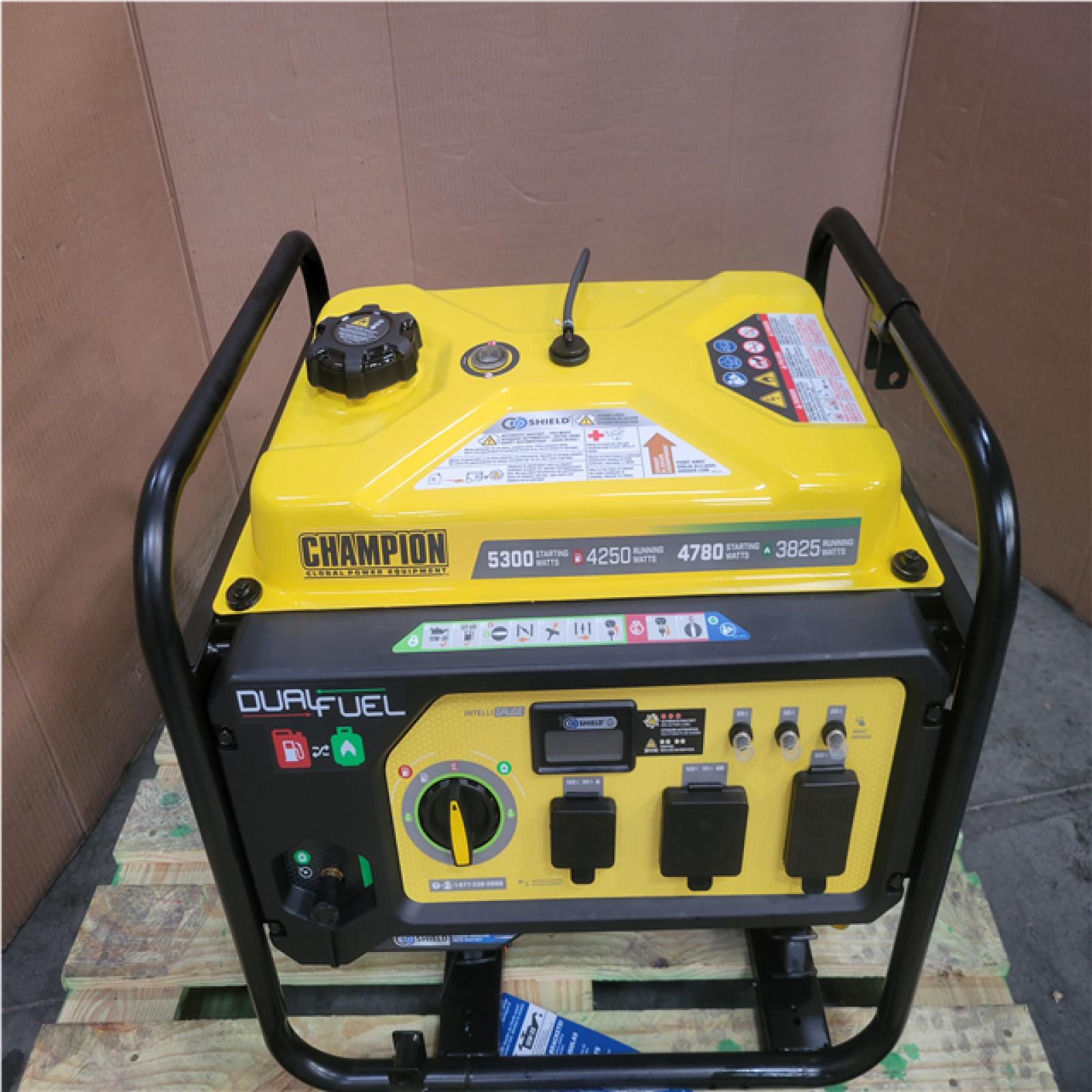 CALIFORNIA AS-IS CHAMPION 5 300 STARTING WATT 4 250 RUNNING WATT DUAL FUEL GENERATOR