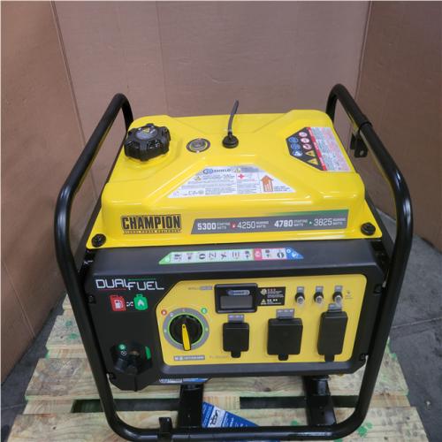 CALIFORNIA AS-IS CHAMPION 5 300 STARTING WATT 4 250 RUNNING WATT DUAL FUEL GENERATOR