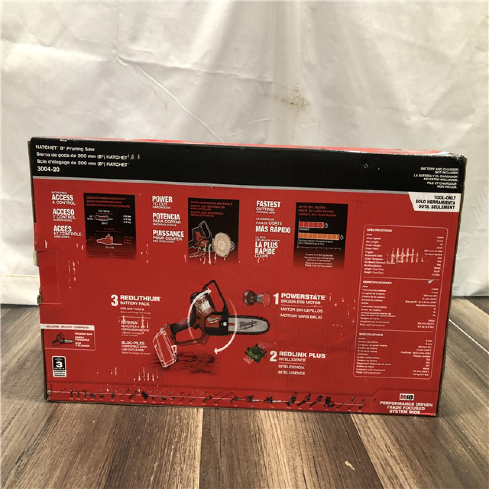 NEW- Milwaukee FUEL 18V Lithium-Ion Brushless Battery 8 in. HATCHET Pruning Saw (Tool-Only)