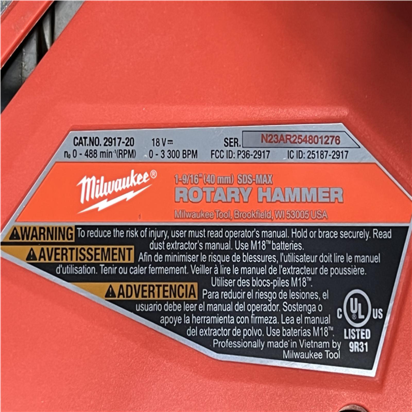 Houston Location AS-IS Milwaukee FUEL 18V Lithium-Ion Brushless Cordless 1-9/16 in. SDS-Max Rotary Hammer (Tool-Only)