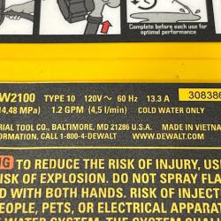AS-IS DEWALT 2100 PSI 1.2 GPM 13 Amp Cold Water Electric Pressure Washer with Internal Equipment Storage