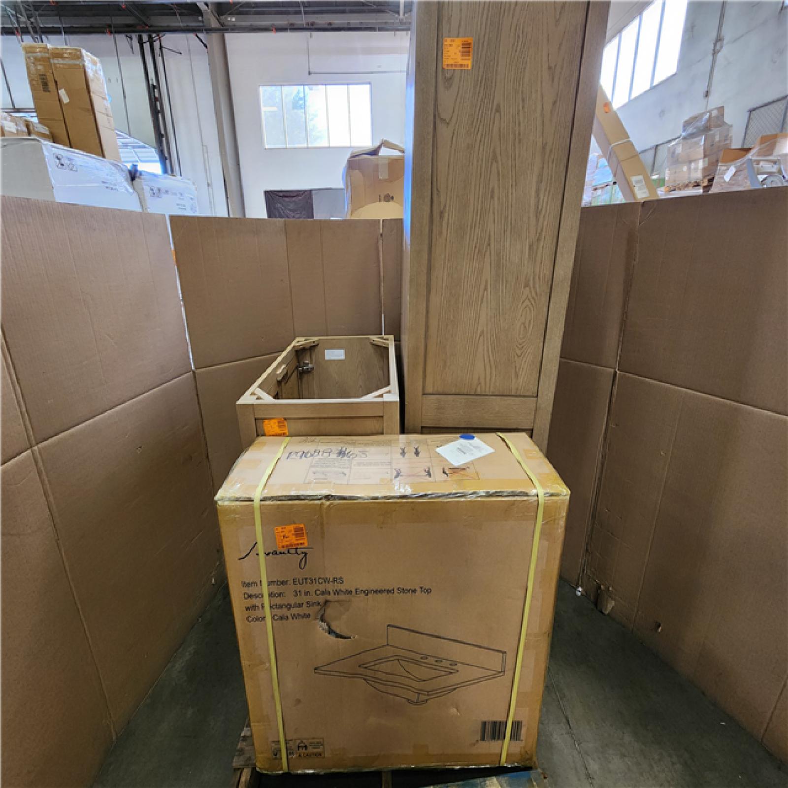 Phoenix NEW Avanity Modero 31 in. Single Sink Brushed Oak Bath Vanity with Brushed Oak Freestanding Linen Cabinet