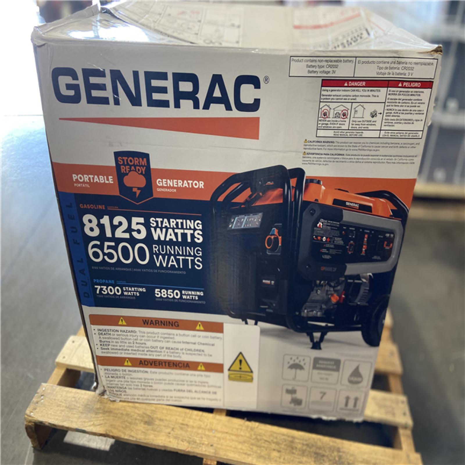 DALLAS LOCATION - Generac 8125/6500-Watt Dual Fuel Portable Generator