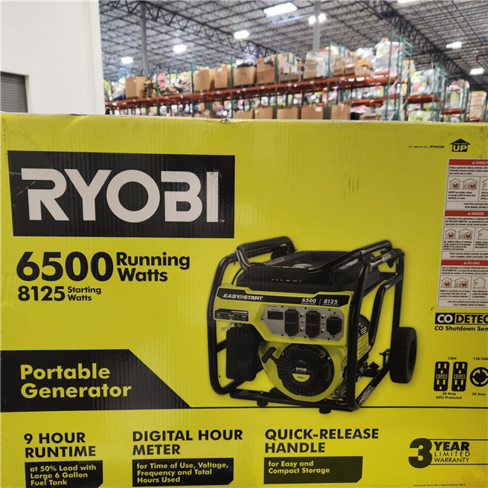 Dallas Location - NEW-  RYOBI 6,500-Watt Gasoline Powered Portable Generator