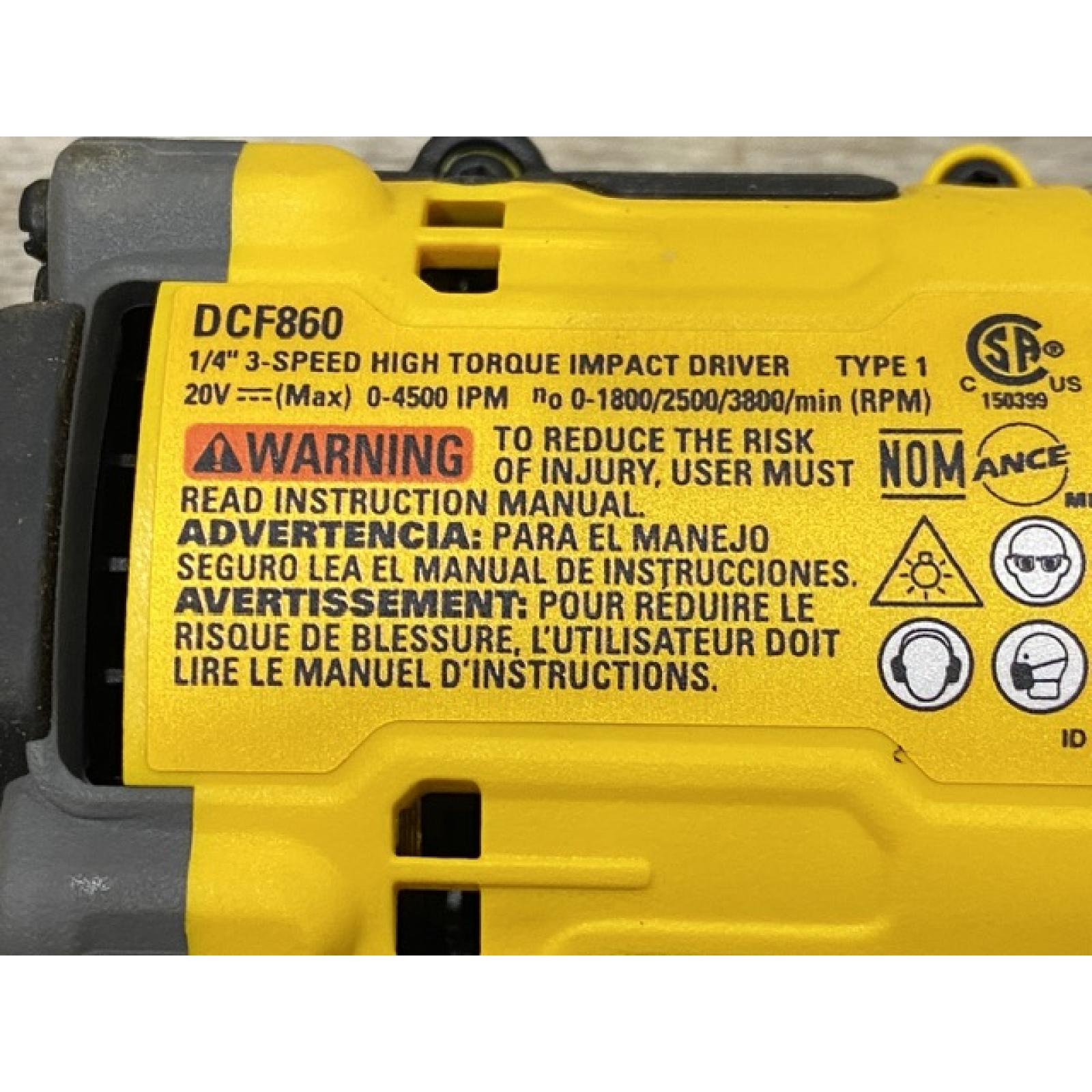 AS-IS DEWALT 20V MAX XR Lithium-Ion Brushless Cordless 3-Speed High Torque 1/4 in. Impact Driver Kit