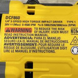 AS-IS DEWALT 20V MAX XR Lithium-Ion Brushless Cordless 3-Speed High Torque 1/4 in. Impact Driver Kit