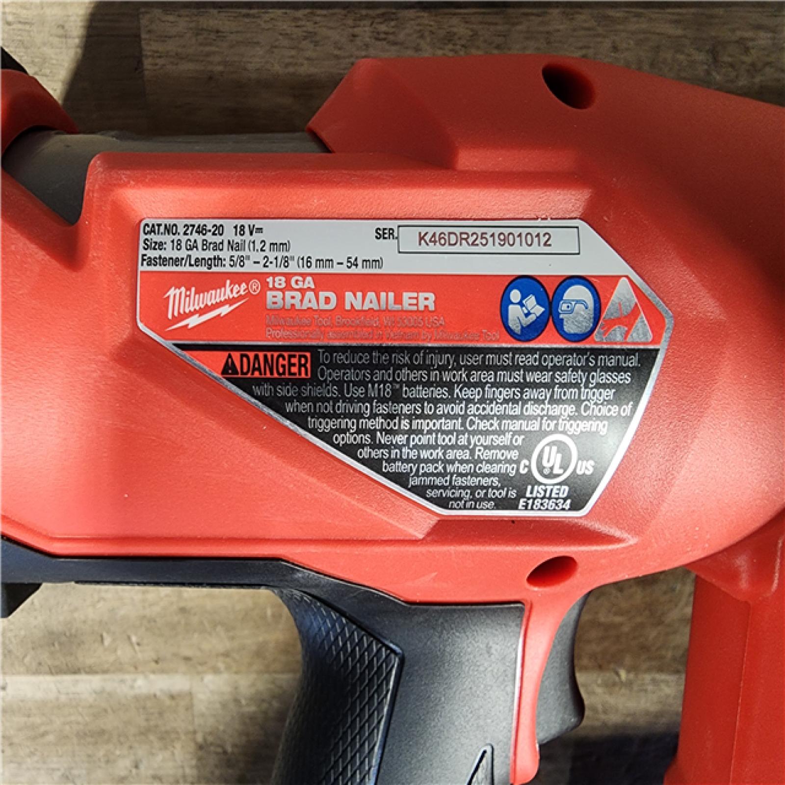 HOUSTON LOCATION - AS-IS (APPEARS LIKE NEW) Milwaukee M18 FUEL 18 Gauge Brad Nailer (TOOL ONLY)