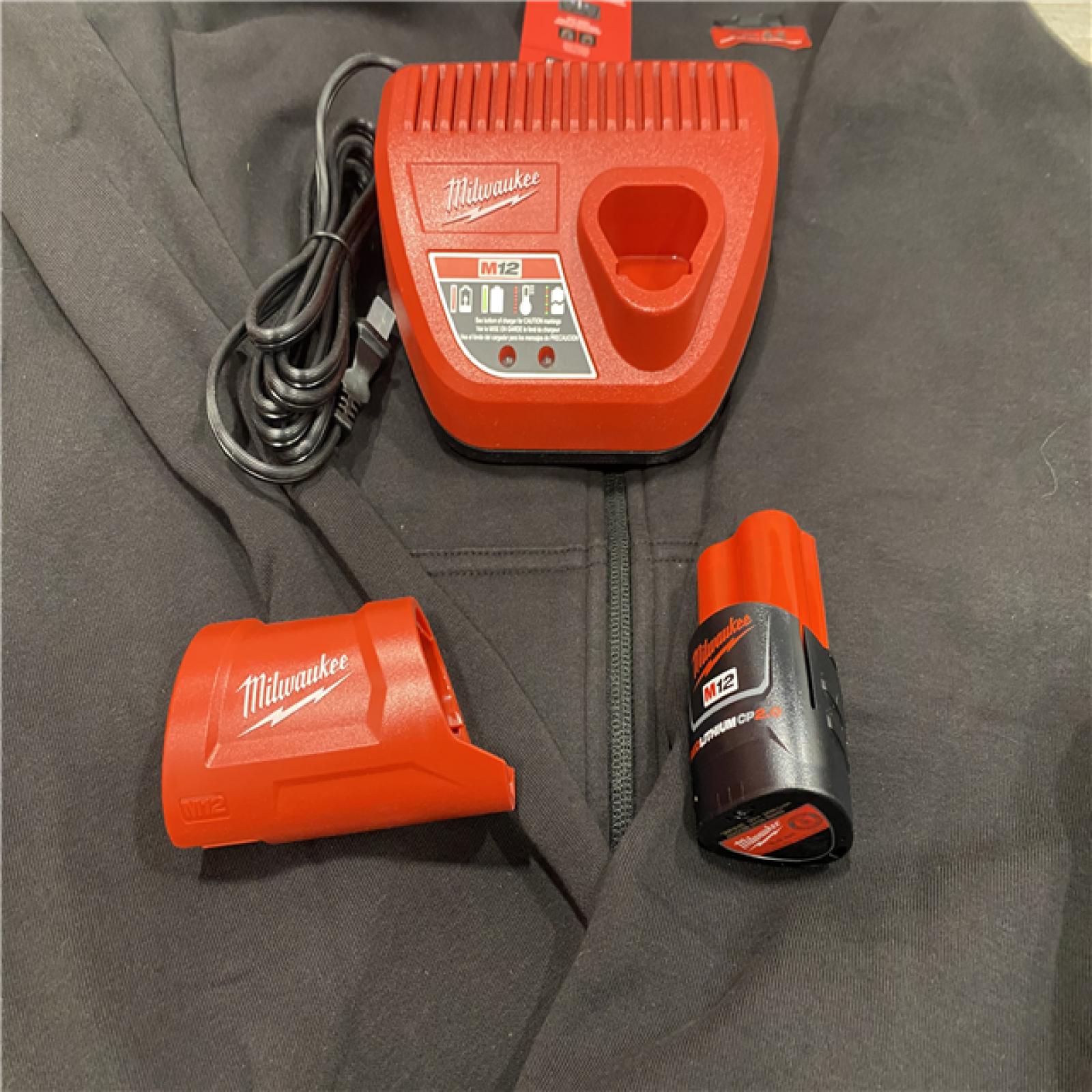 AS-IS Milwaukee Men's 2X-Large 12-Volt Lithium-Ion Cordless Black Heated Jacket Hoodie Kit