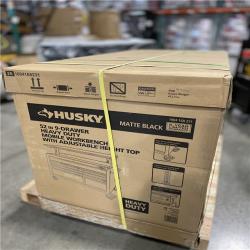 DALLAS LOCATION - Husky 52 in. W x 25 in. D Heavy Duty 9-Drawer Mobile Workbench Cabinet with Adjustable-Height Hardwood Top in Matte Black