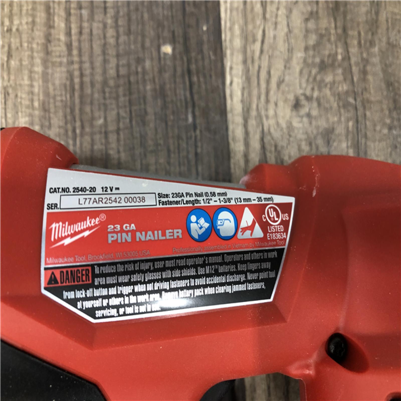 AS-IS Milwaukee 12-Volt 23-Gauge Lithium-Ion Cordless Pin Nailer (Tool-Only)