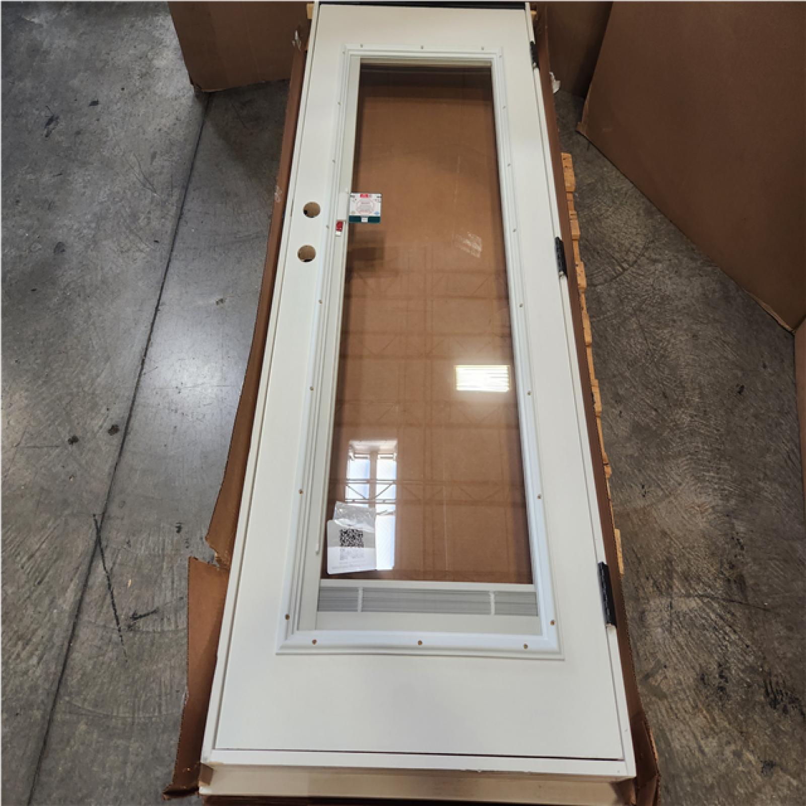 Phoenix NEW MMI DOOR 32 in. x 80 in. Internal Blinds Right-Hand Inswing Full Lite Clear Classic Primed Fiberglass Smooth Prehung Front Doo