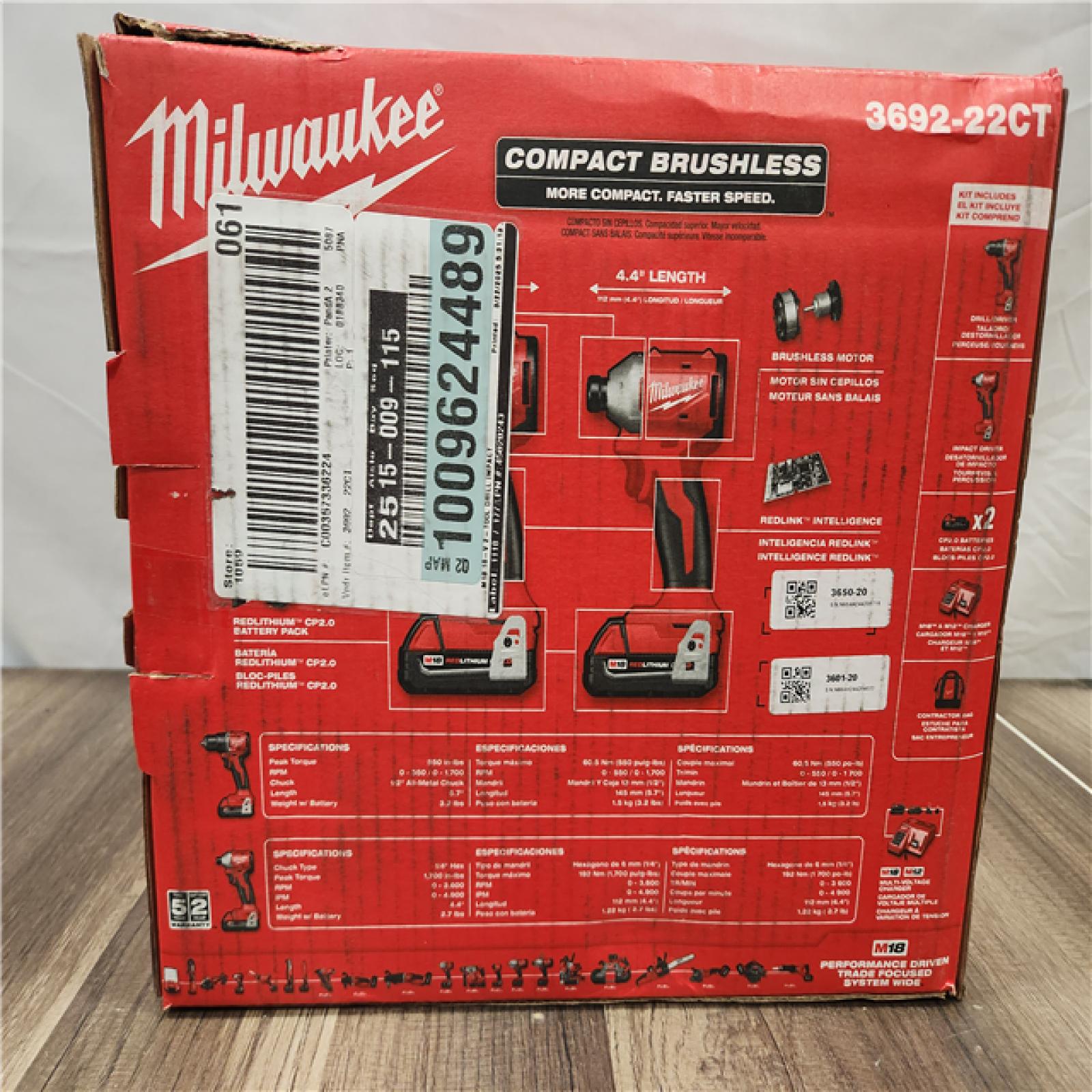 NEW- Milwaukee M18 Compact Brushless 2-Tool Combo Kit