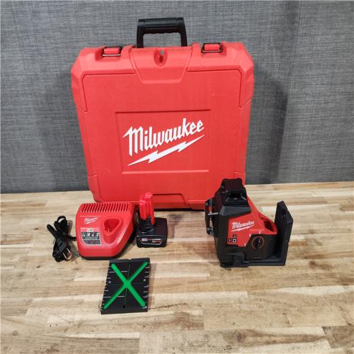 HOUSTON LOCATION - AS-IS (APPEARS LIKE NEW) Milwaukee 12-Volt Lithium-Ion Cordless Green 250 ft. 3-Plane Laser Level Kit