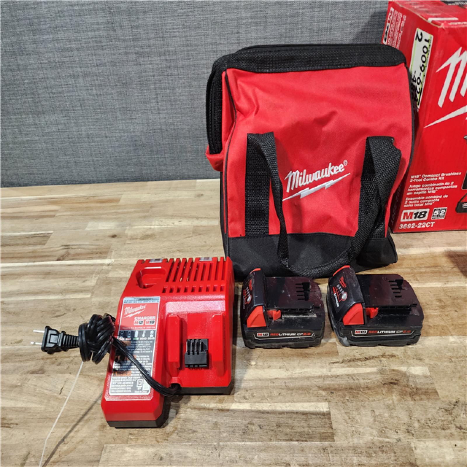 HOUSTON LOCATION - AS-IS Milwaukee 18V Lithium-Ion Brushless Cordless Compact Drill/Impact Combo Kit