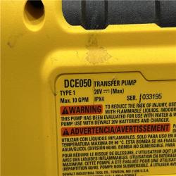 AS-IS DEWALT 20V MAX Cordless Liquid Transfer Pump (Tool Only)