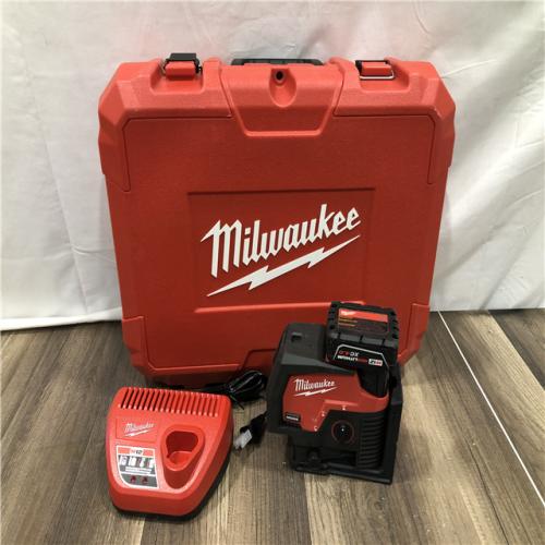 AS-IS Milwaukee 12-Volt Lithium-Ion Cordless Green 125 ft. Cross Line and Plumb Points Laser Level Kit