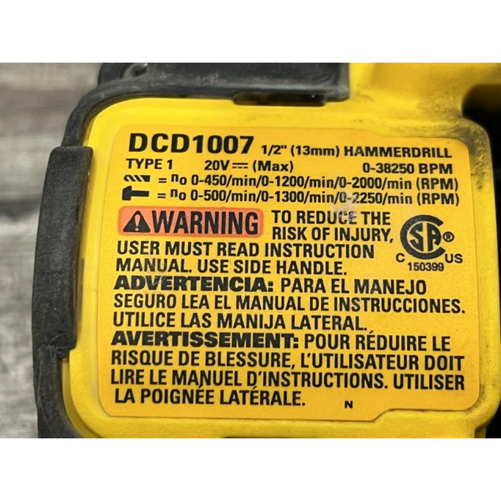 AS-IS DEWALT 20V MAX Brushless Cordless 1/2 3-Speed Hammer Drill (Tool-Only)
