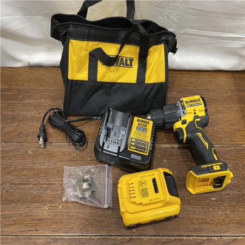 AS-IS DEWALT ATOMIC 20-Volt Lithium-Ion Cordless 1/2 in. Compact Hammer Drill with 3.0Ah Battery, Charger and Bag