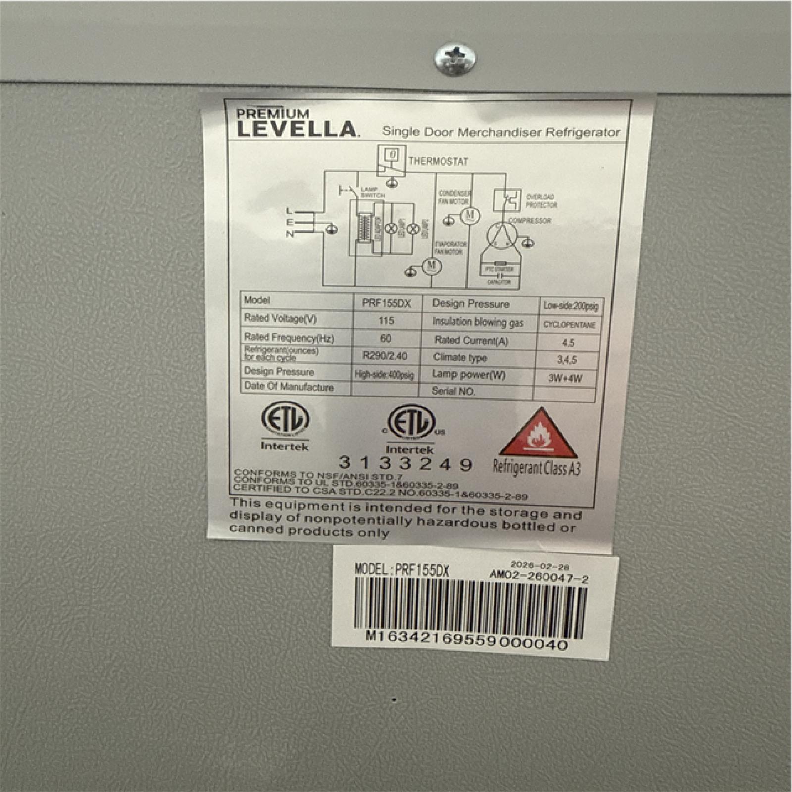 CALIFORNIA AS IS LEVELLA SINGLE DOOR MERCHANDISER REFRIGERATOR