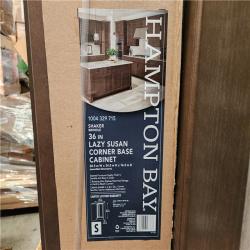 Phoenix Location 4 Hampton Bay Shaker 28.5 in. W x 16.5 in. D x 34.5 in. H Assembled Lazy Susan Corner Base Kitchen Cabinet in Brindle