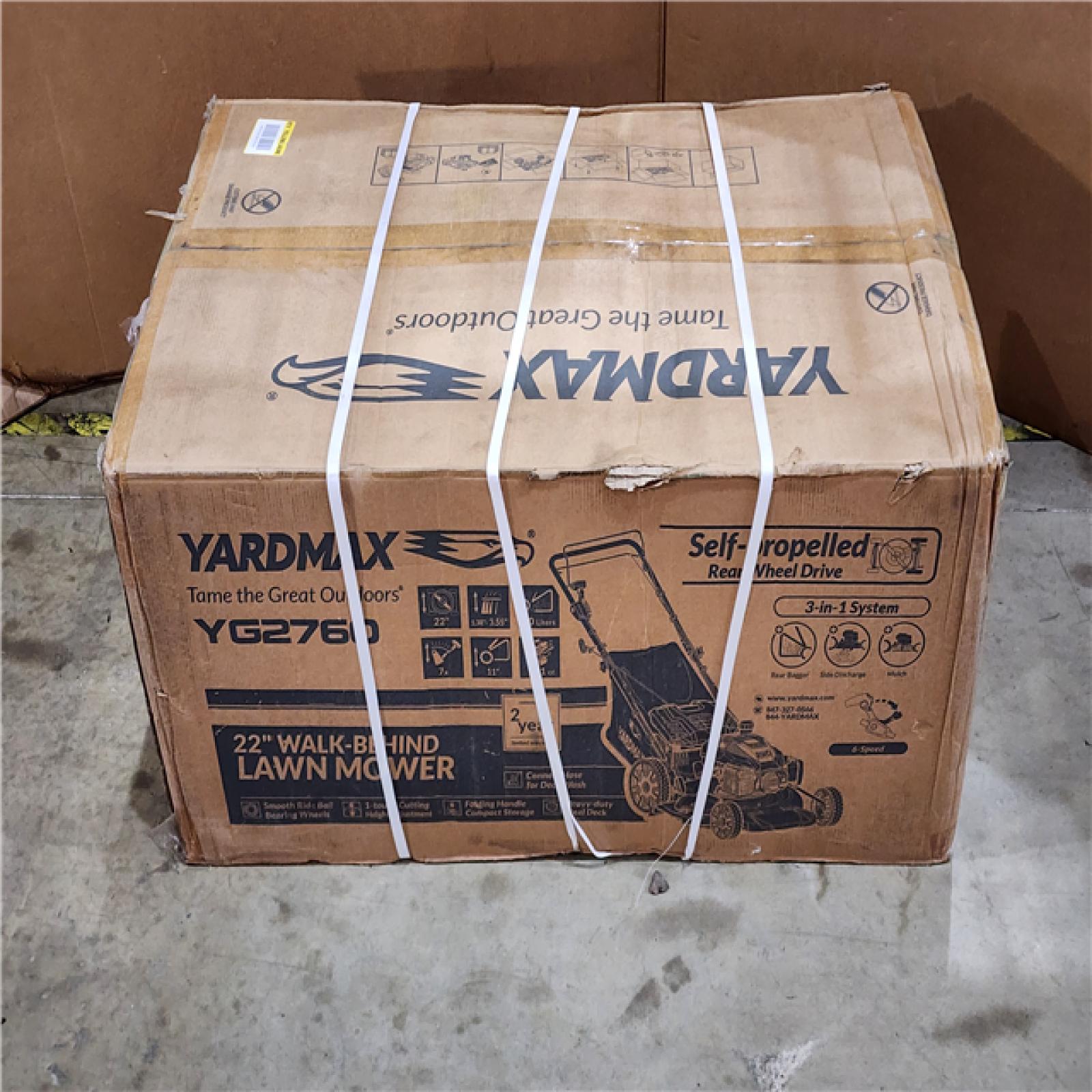 HOUSTON LOCATION - AS-IS (NEW) YARDMAX 22 in. 201 Cc SELECT PACE 6 Speed CVT High Wheel RWD 3-in-1 Gas Walk Behind Self Propelled Lawn Mower