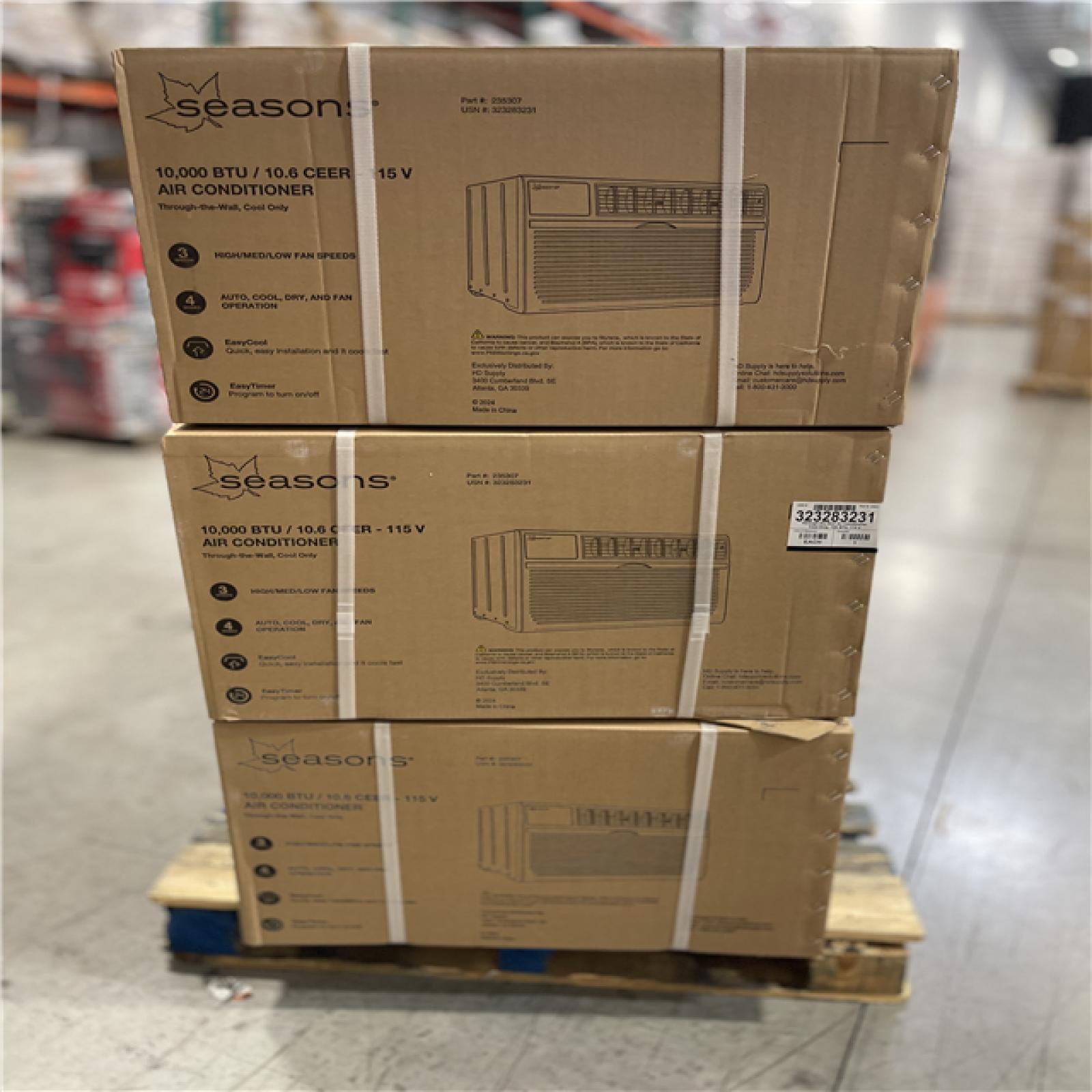 DALLAS LOCATION-NEW! SEASONS 10000 BTU 115V AIR CONDITIONING UNIT PALLET (6 UNITS)
