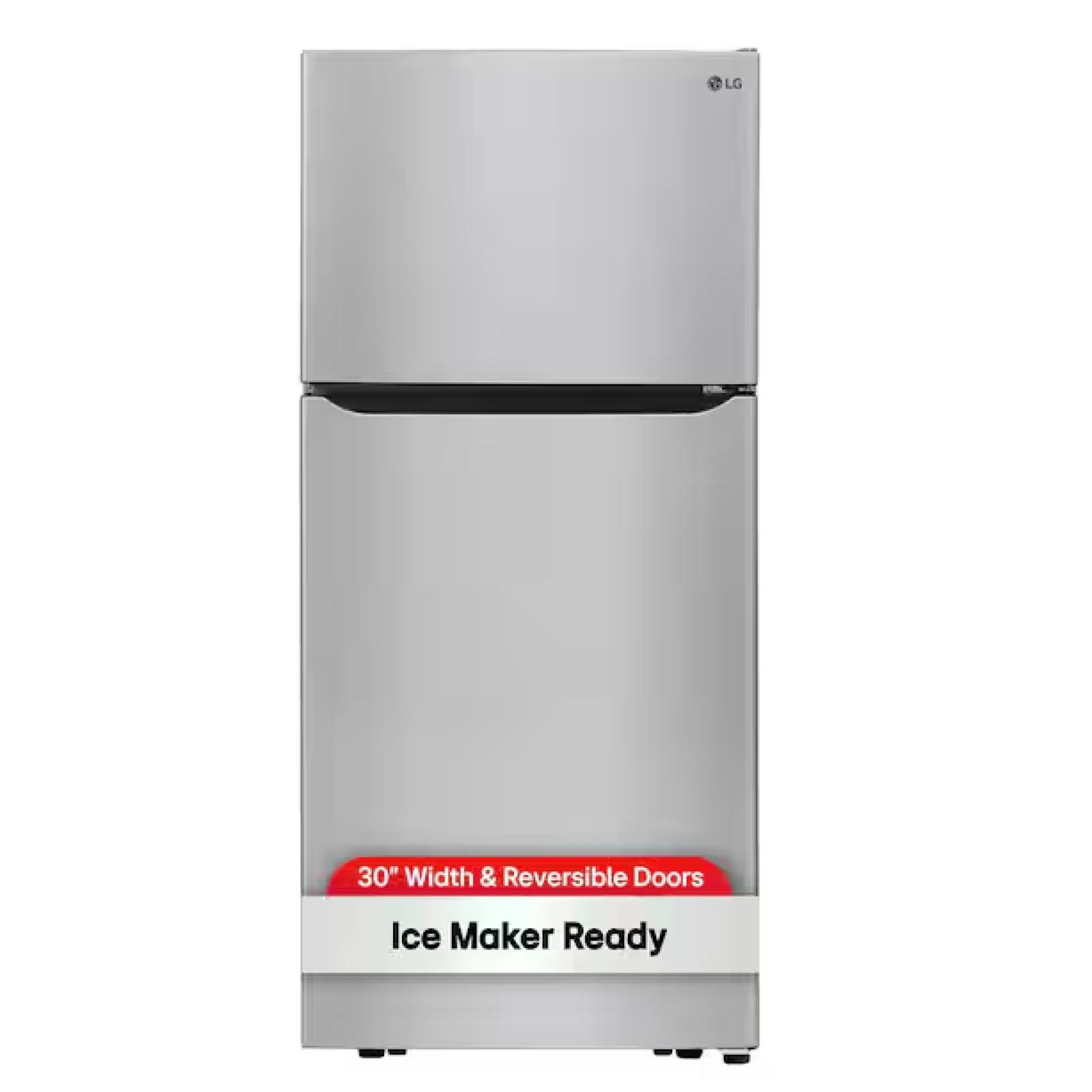 DALLAS LOCATION- LG 30 in. W 20 cu. ft. Top Freezer Refrigerator w/ Multi-Air Flow and Reversible Door in Stainless Steel ENERGY STAR