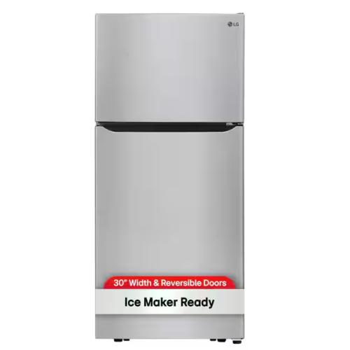 DALLAS LOCATION- LG 30 in. W 20 cu. ft. Top Freezer Refrigerator w/ Multi-Air Flow and Reversible Door in Stainless Steel ENERGY STAR