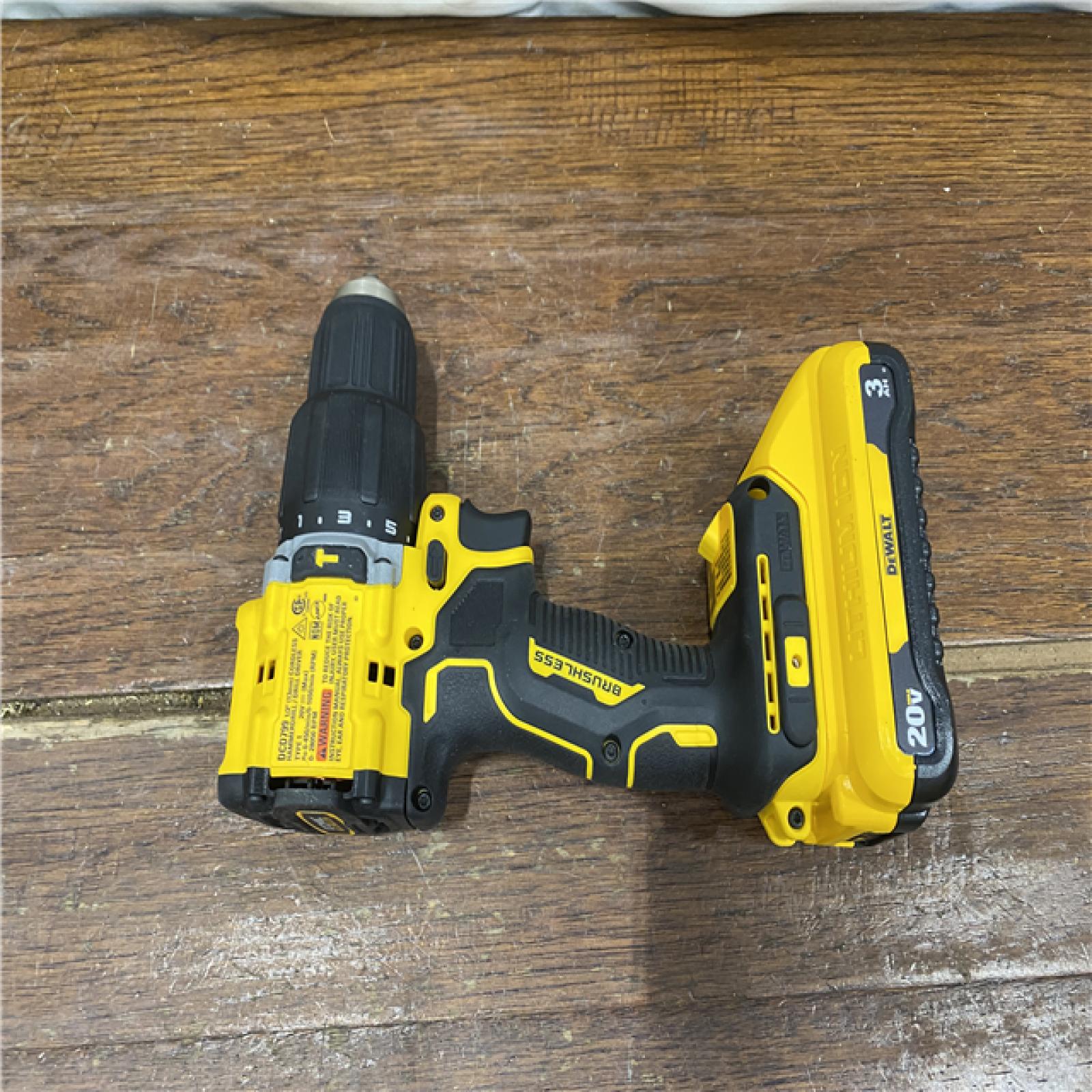 AS-IS DEWALT ATOMIC 20-Volt Lithium-Ion Cordless 1/2 in. Compact Hammer Drill with 3.0Ah Battery, Charger and Bag