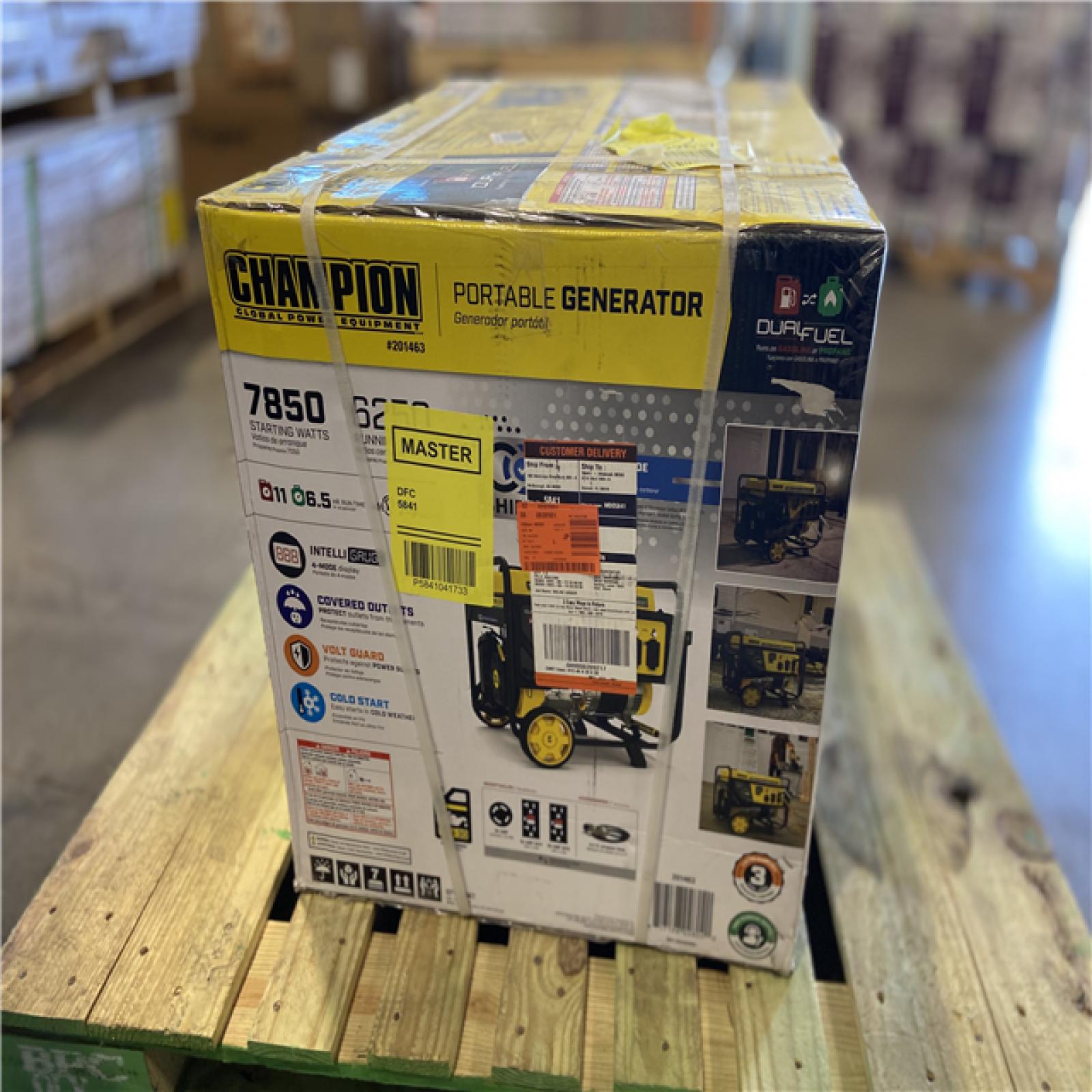 DALLAS LOCATION - Champion Power Equipment 7850/6250-Watt Recoil Start Gasoline and Propane Powered Dual Fuel Portable Generator with CO Shield