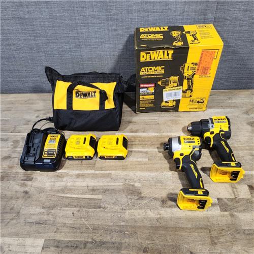HOUSTON LOCATION - AS-IS Dewalt DCK225D2 20V MAX ATOMIC Brushless Compact Lithium-Ion 1/2 in. Cordless Drill Driver and 1/4 in. Impact Driver Combo Kit with 2 Batteries 2 Ah