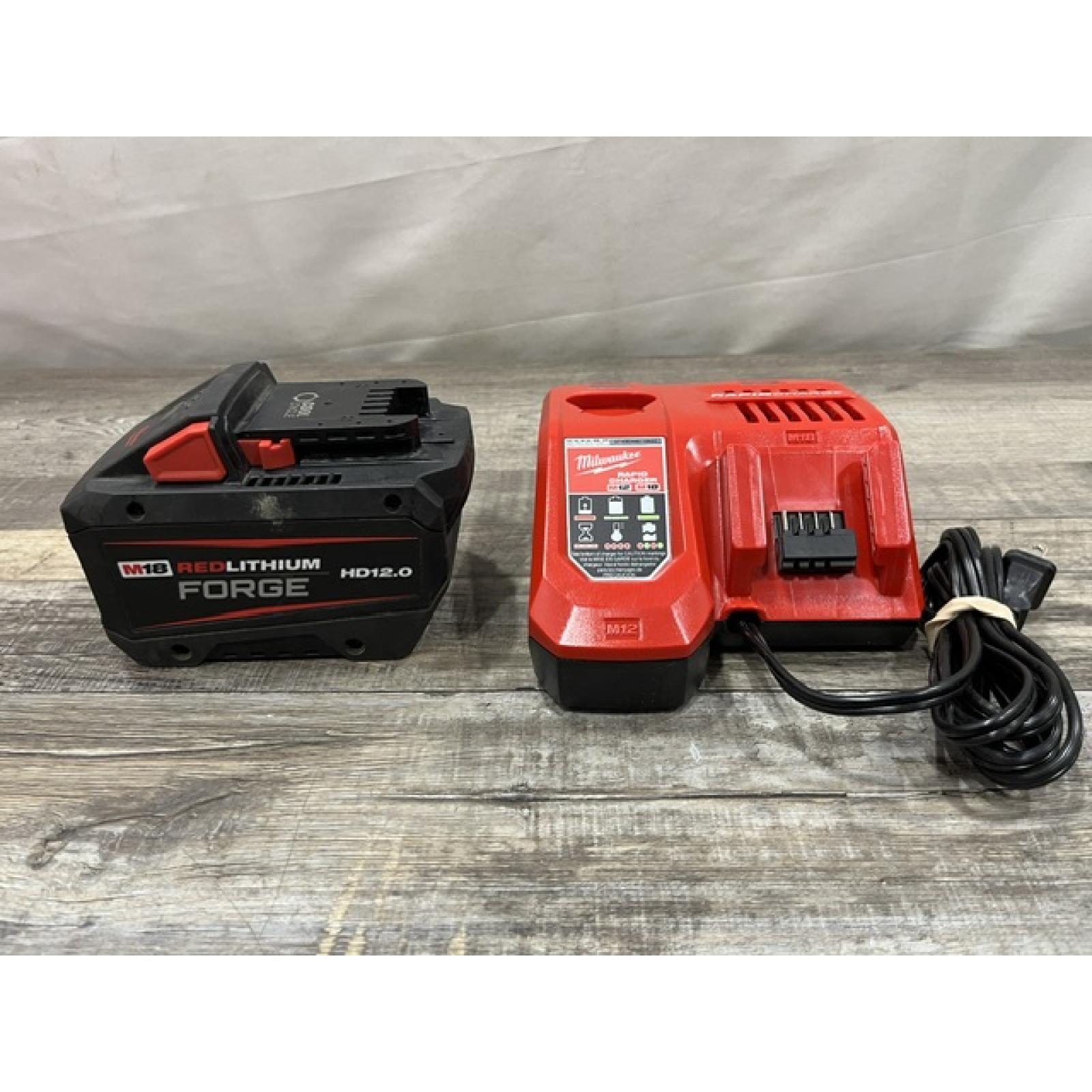AS-IS Milwaukee 18-Volt Lithium-Ion REDLITHIUM FORGE Starter Kit with 12.0Ah Battery and Rapid Charger
