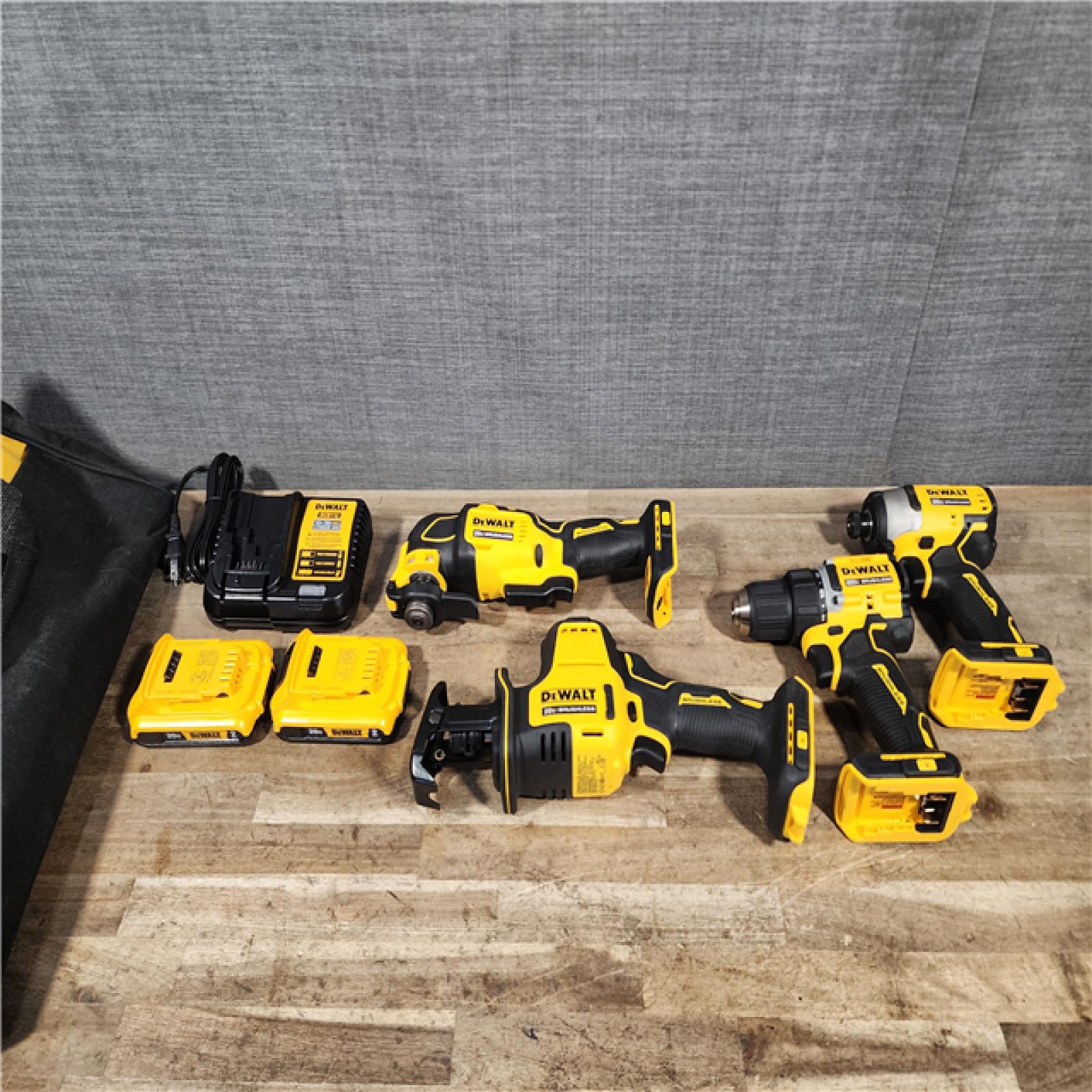 HOUSTON LOCATION - AS-IS DEWALT 4 TOOL COMBO KIT W/ (2) BATTERY & CHARGER