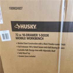 Phoenix LIKE NEW Husky Standard Duty 72 in. W x 20 in. D 10-Drawer Gloss Black Mobile Workbench Cabinet with Solid Wood Top