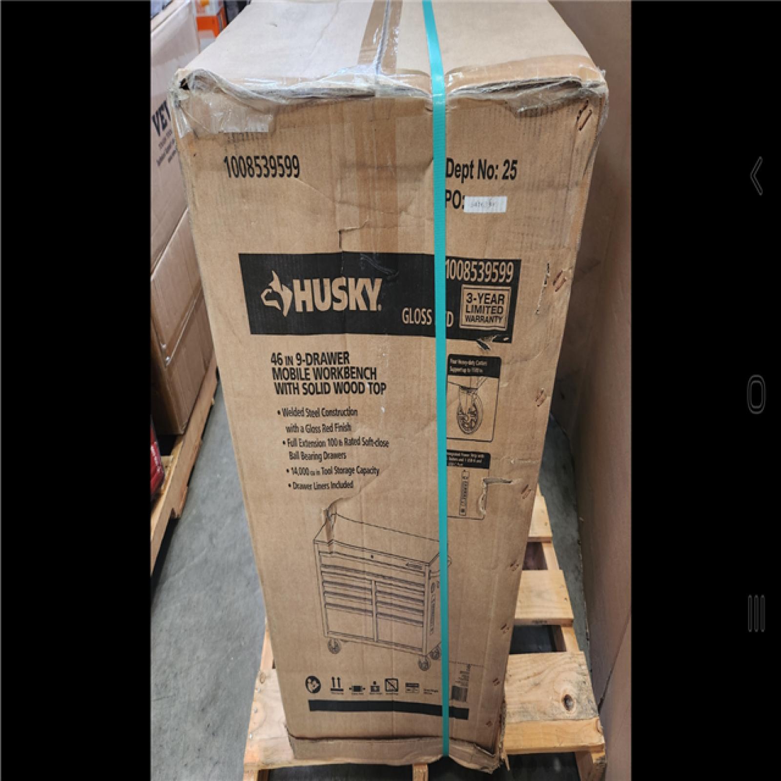 Phoenix NEW Husky Tool Storage 46 in. W x 18 in. D 9-Drawer Gloss Red Mobile Workbench Cabinet