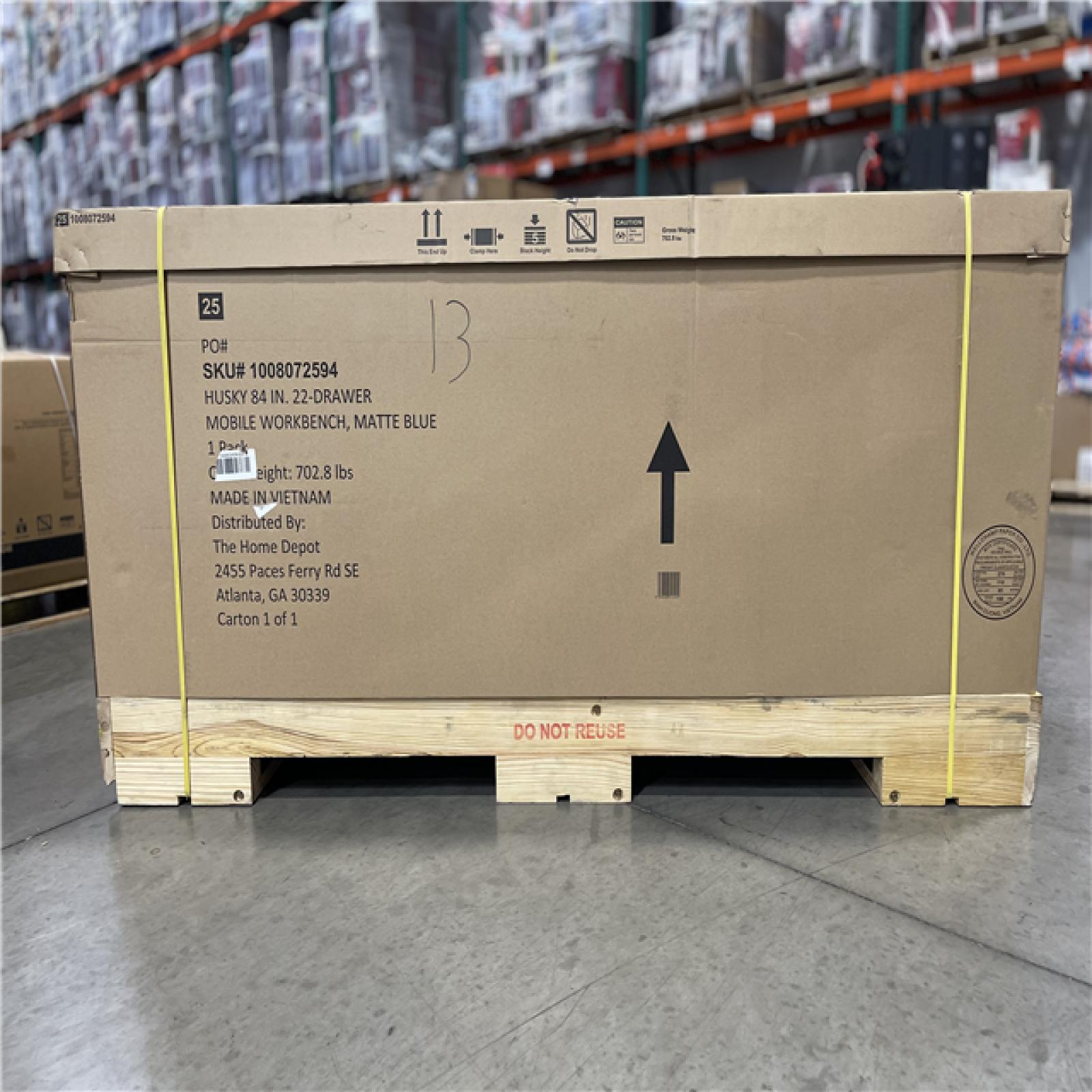 DALLAS LOCATION - Husky Tool Storage Heavy Duty 84 in. W x 24 in. D Matte Blue Mobile Workbench Cabinet