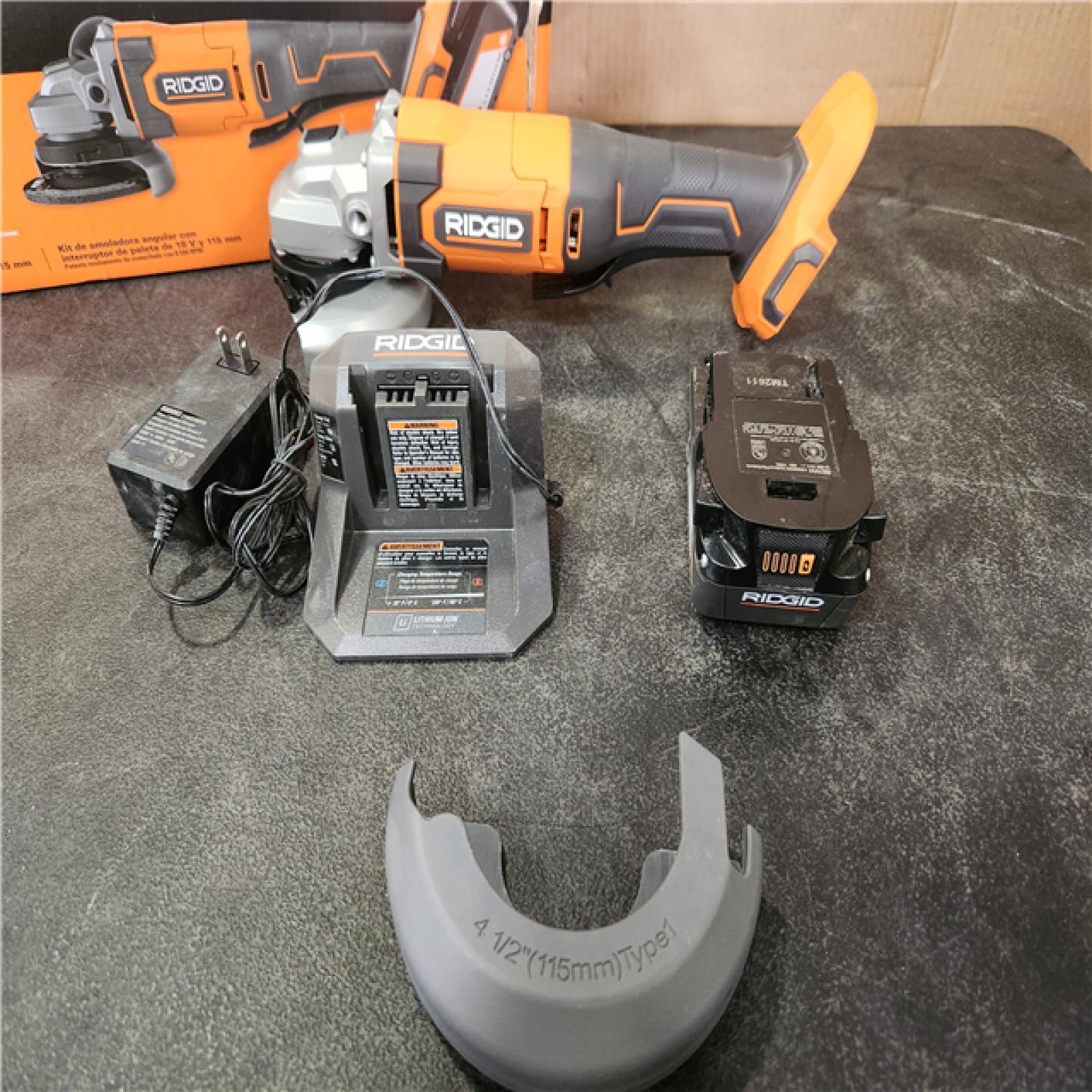 Phoenix LIKE NEW RIDGID 18V Cordless 4-1/2 in. Angle Grinder Kit with 4.0 Ah Battery and Charger